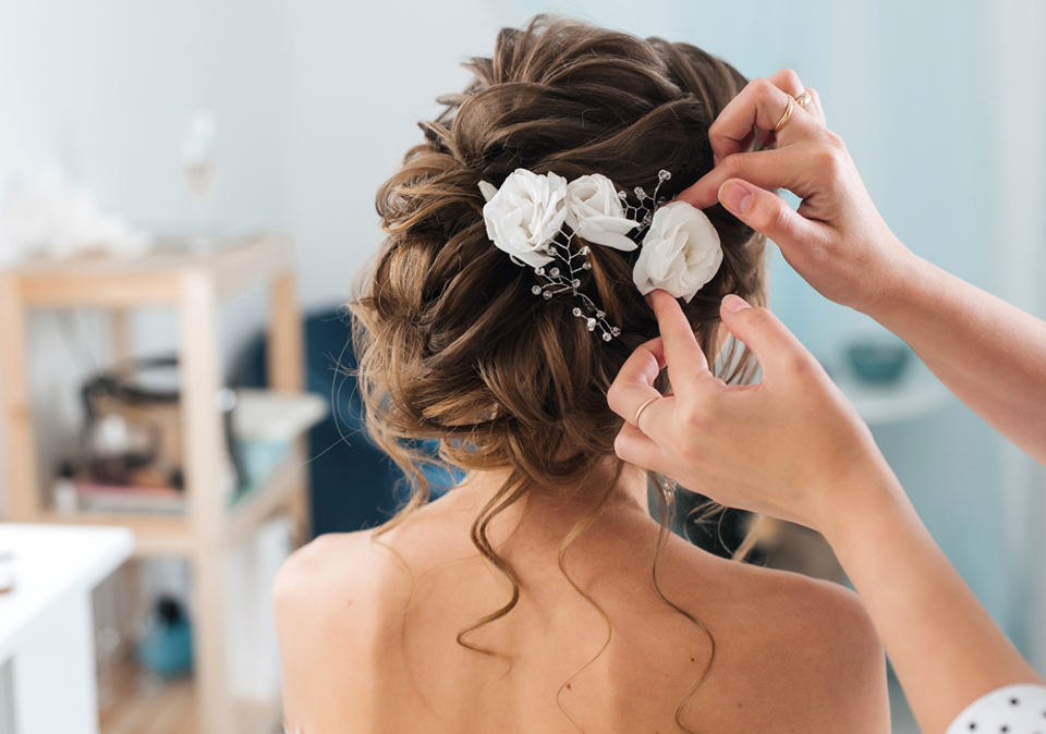 Flower Girl Half Up Wavy Braid in Pink