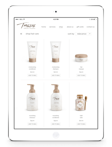 Salon E-commerce Web Design